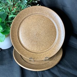 Set of 2 vintage speckled 10” stoneware dishes / dinner plates made in England
